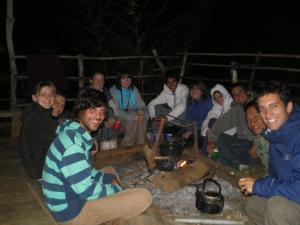 At the camp fire in the mountains of Chiang Mai, Thailand 