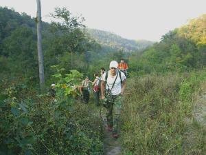 Mountain hiking through the jungle