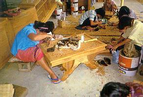 Wood-carvers at Work in Chiang Mai